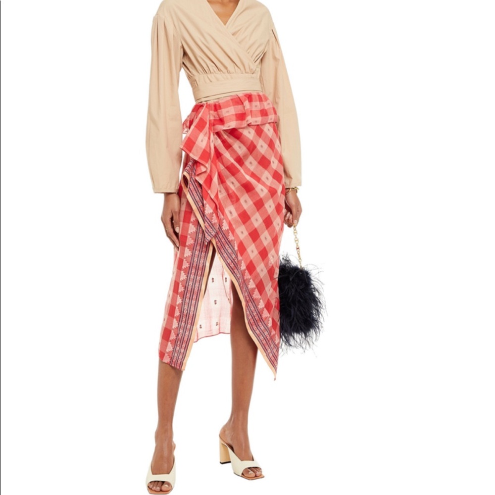 Ulla Johnson Merida Jacquard-trimmed Checked Fil Coupé Cotton-voile Skirt Pink 8